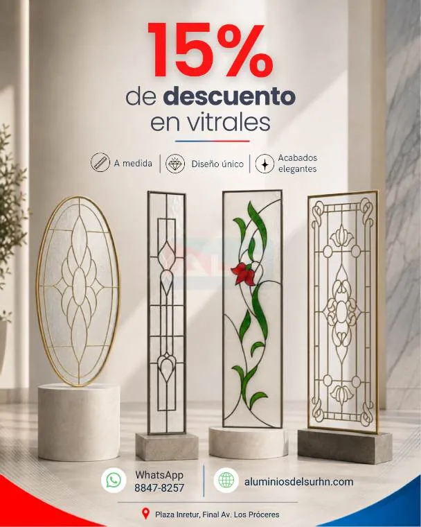 Pieza promocional de vitrales para Aluminios del Sur